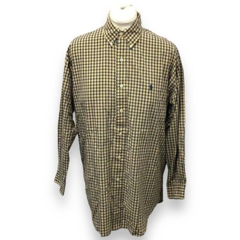 Ralph Lauren Mens Blake Button-Down Long Sleeve Checkered Shirt M 100% Cotton